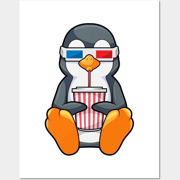 Penguin Cinema Glasses Drinking cup Wall Art by Markus Schnabel